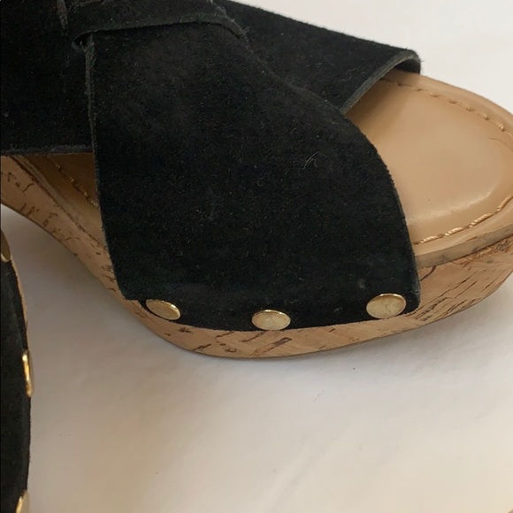 Franco Sarto Cork Heel Black Open Toe Size 7 - Picture 3 of 12